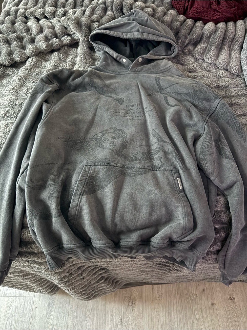 Unbranded Women's Gray Hooded Pullover Jacket